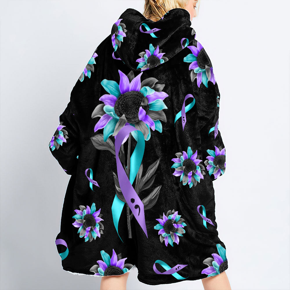 Sunflower Suicide Prevention Awareness Sherpa Blanket Hoodie - Tlnh2308214ki