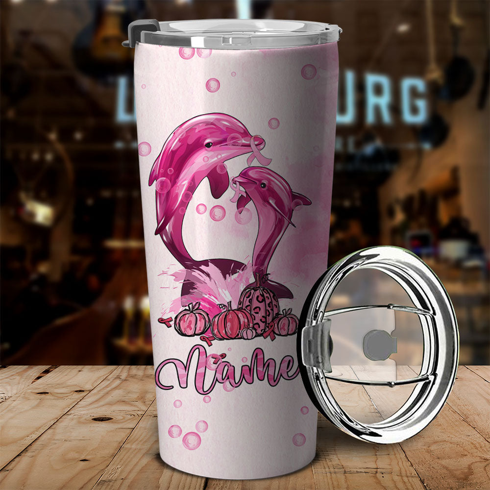 Personalized Dolphin Breast Cancer Awareness Tumbler - Tltm1609213ki