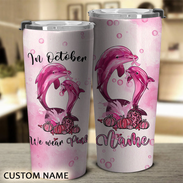 Personalized Dolphin Breast Cancer Awareness Tumbler - Tltm1609213ki