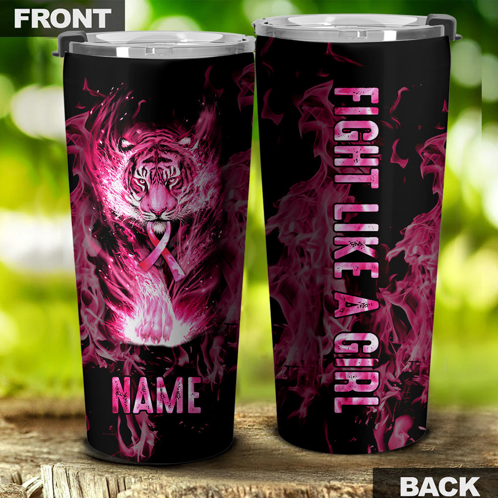 Personalized Breast Cancer Awareness Tiger Tumbler - Tltm0505213