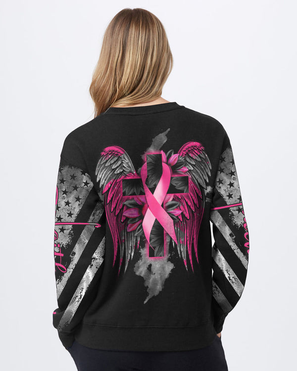 Cross Wings Sunflower Women's Breast Cancer Awareness Sweatshirt
