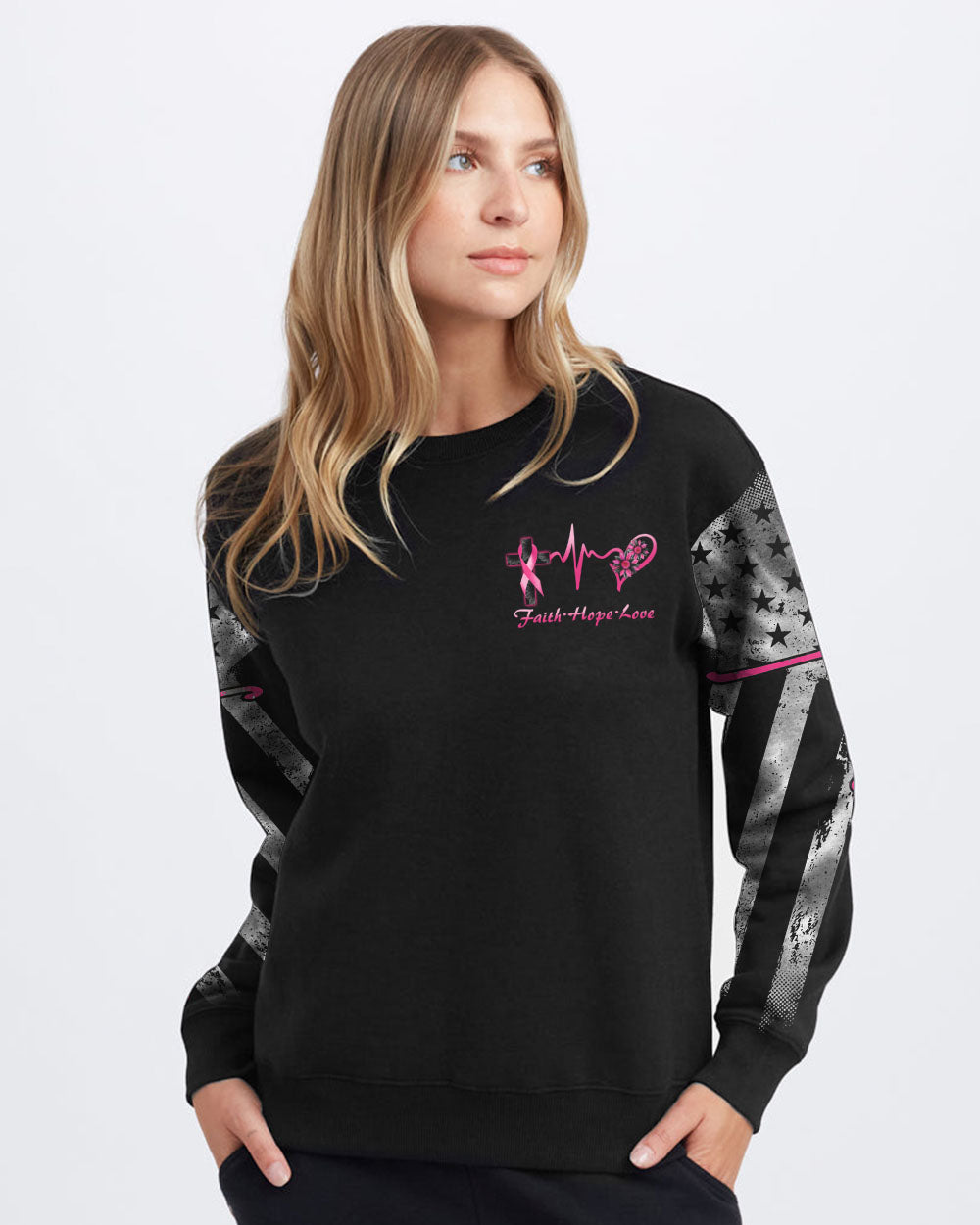 Cross Wings Sunflower Women's Breast Cancer Awareness Sweatshirt