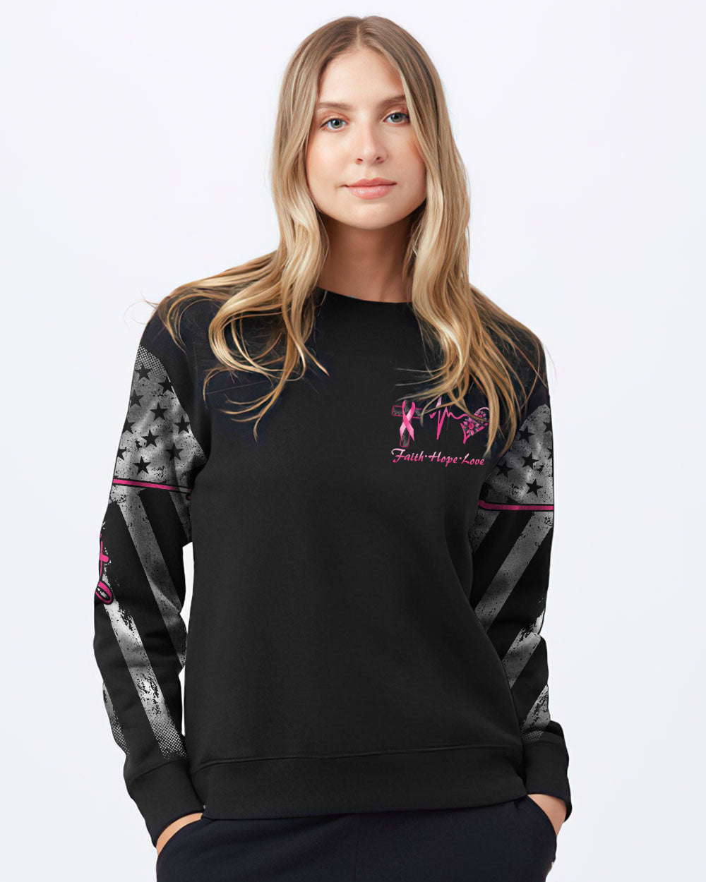 Cross Wings Sunflower Women's Breast Cancer Awareness Sweatshirt