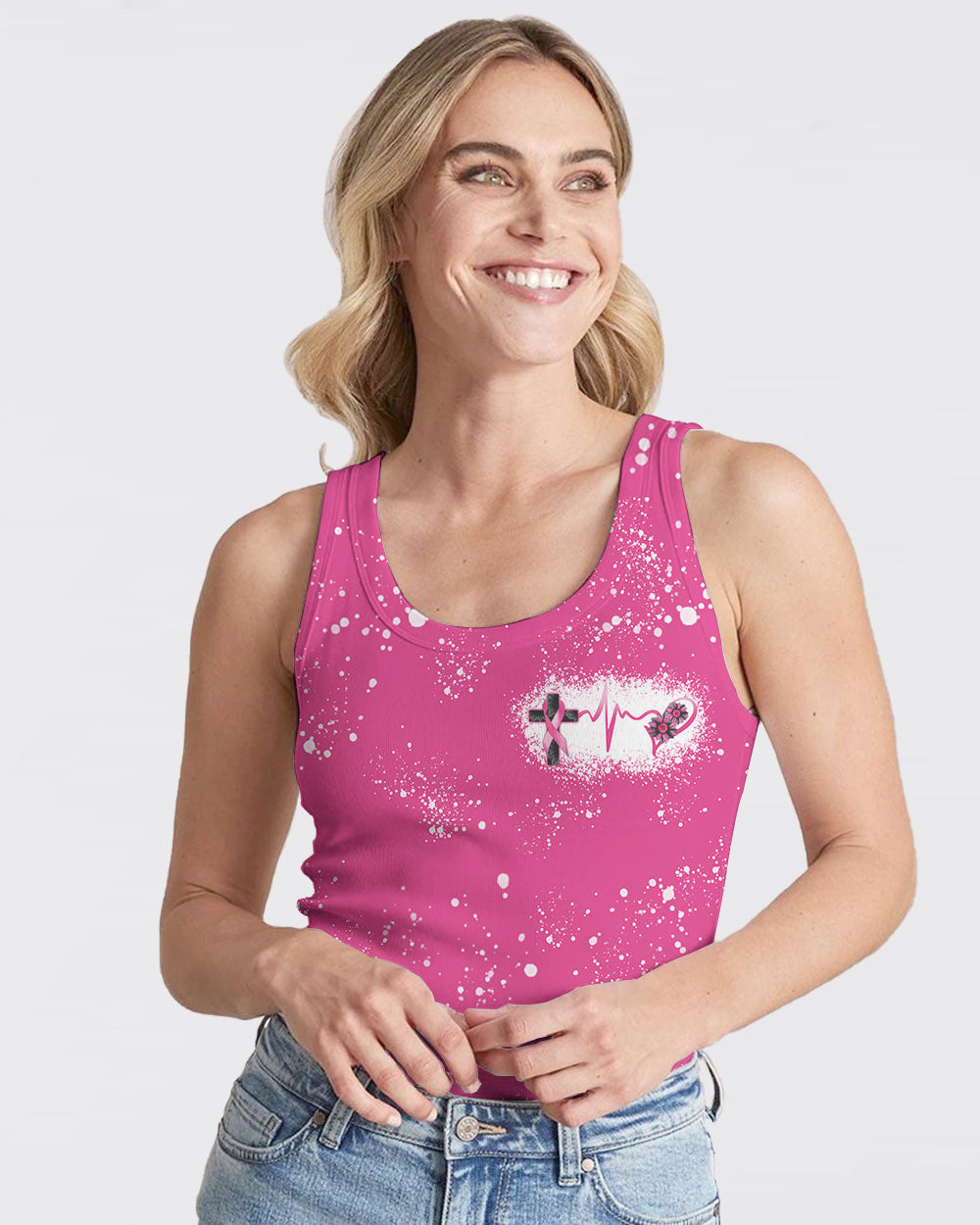 Wings Sunflower Cross Women's Breast Cancer Awareness  Tanks