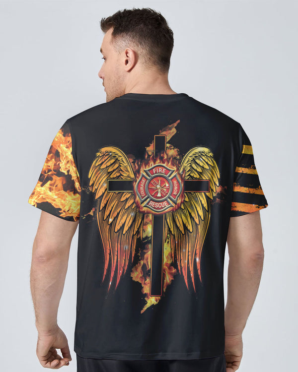 Firefighter Cross Wings Men's Christian Tshirt