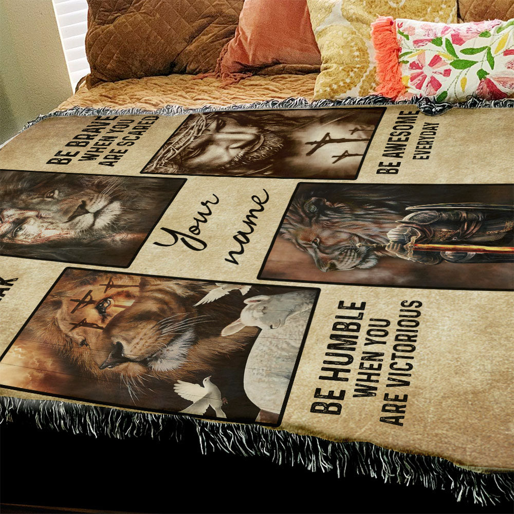Personalized Be Strong Jesus Woven & Fleece Blanket - Tlno2909213ki