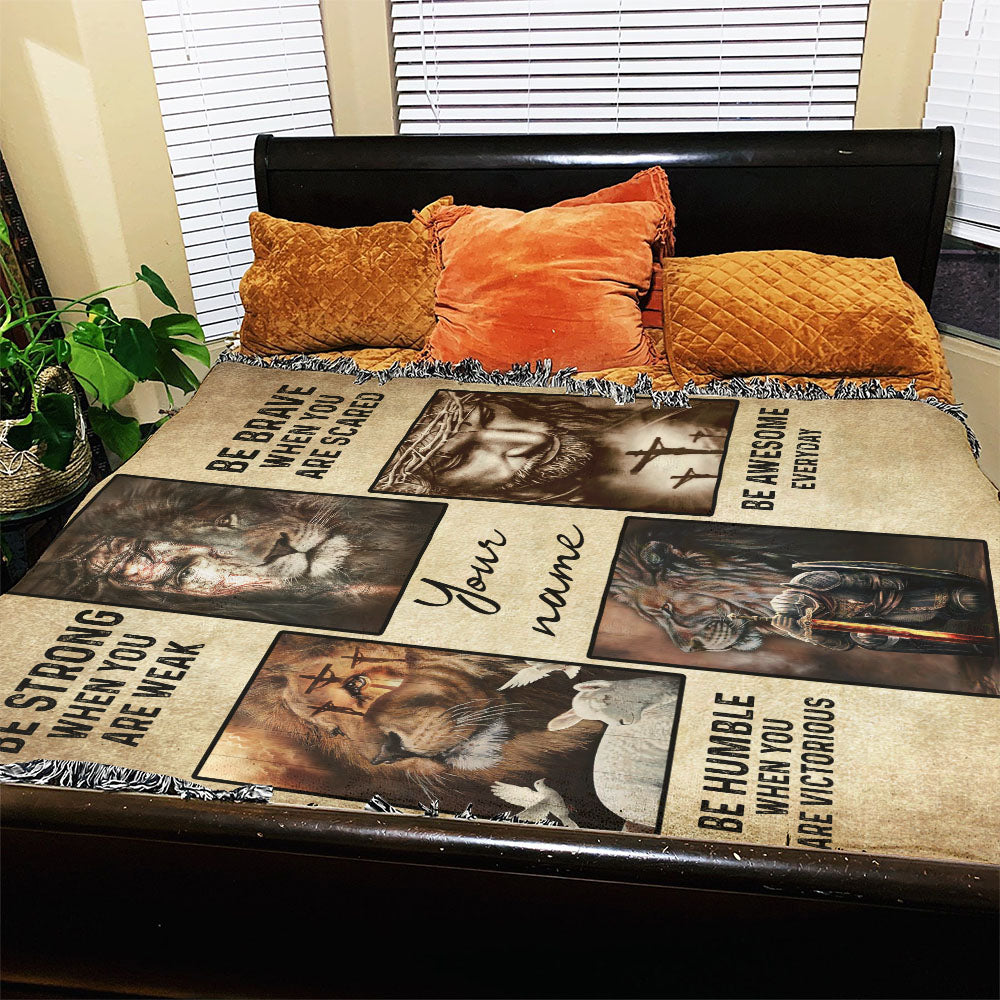 Personalized Be Strong Jesus Woven & Fleece Blanket - Tlno2909213ki