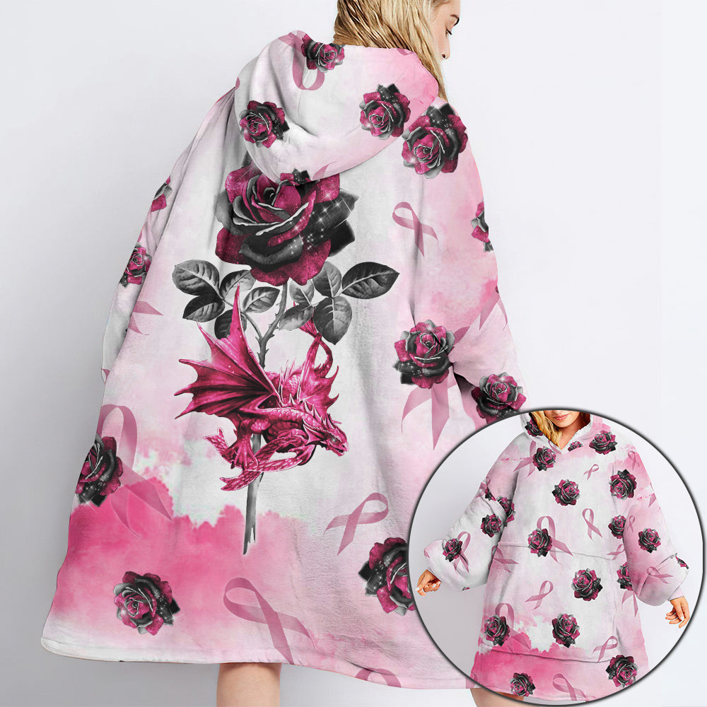 Rose Dragon Breast Cancer Awareness Sherpa Blanket Hoodie - Lath2308214ki