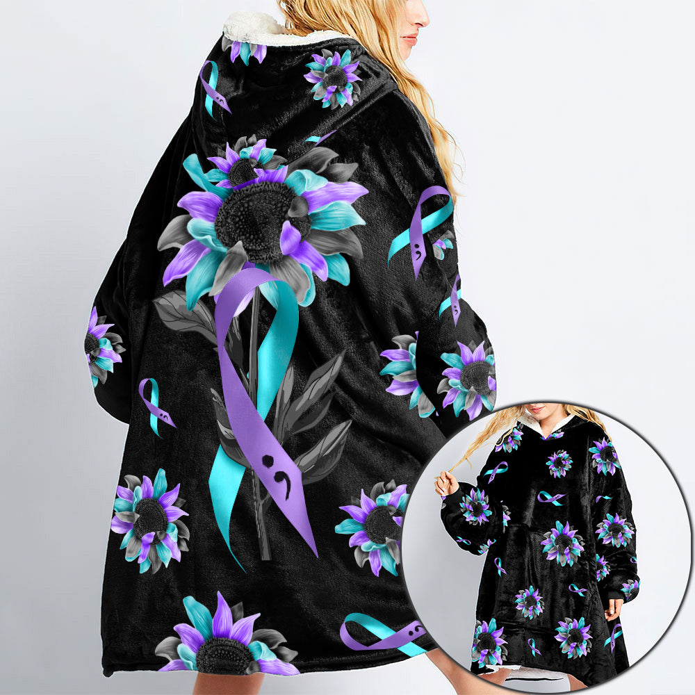 Sunflower Suicide Prevention Awareness Sherpa Blanket Hoodie - Tlnh2308214ki