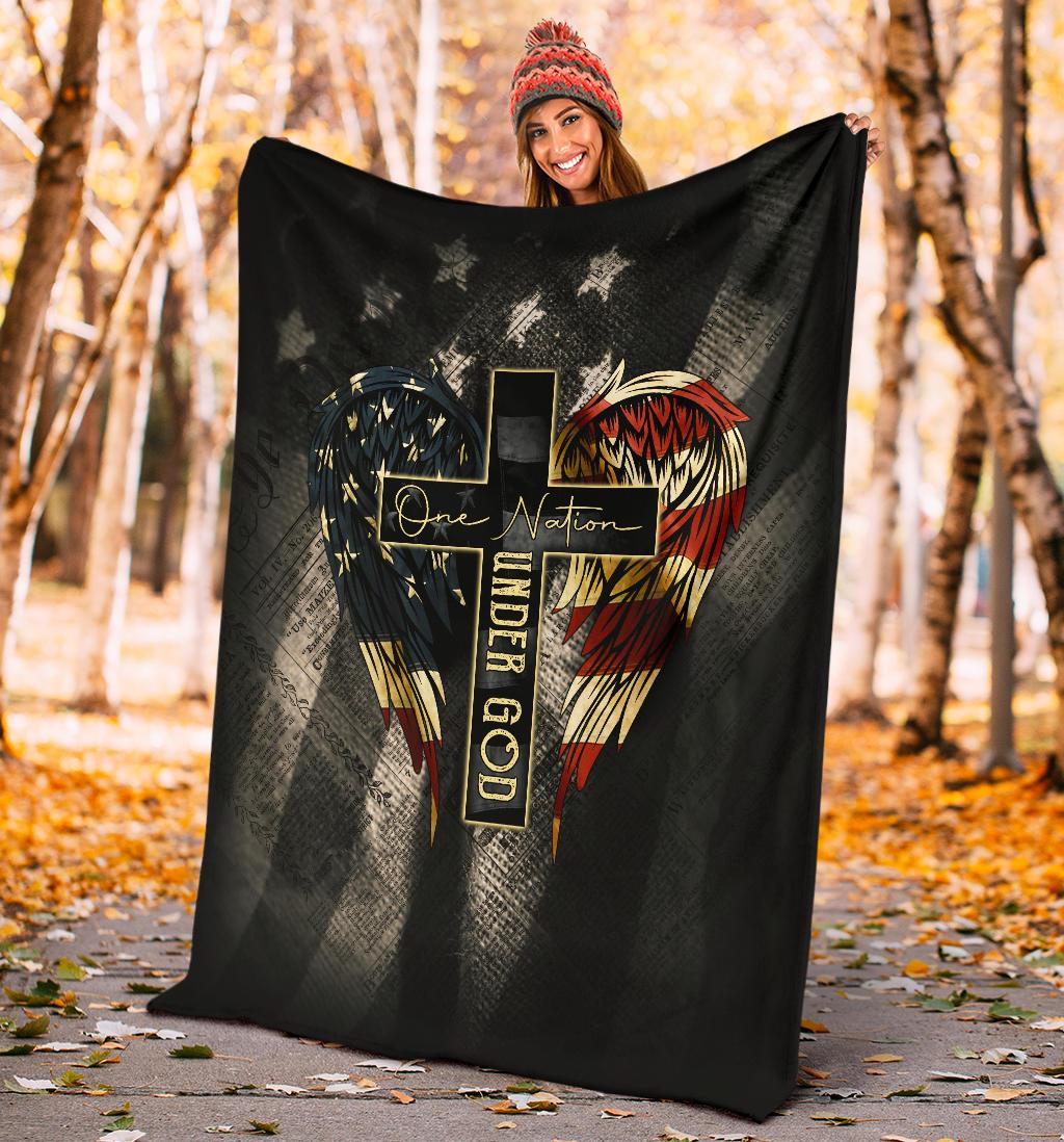 One Nation Under God - Vintage American Flag Blanket Ri0708202