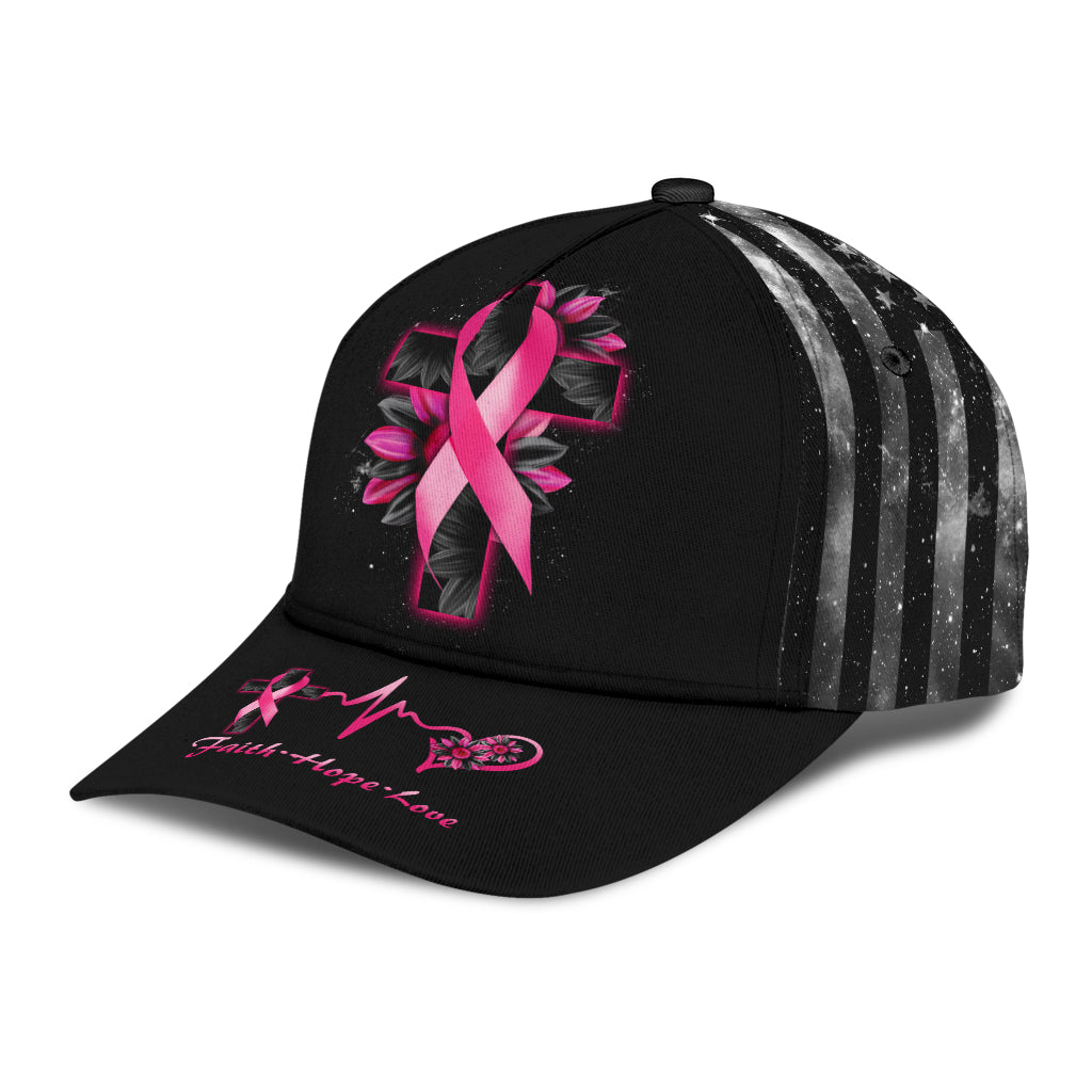 Faith Cross Sunflower Breast Cancer Awareness Classic Cap - Lath1404211HA