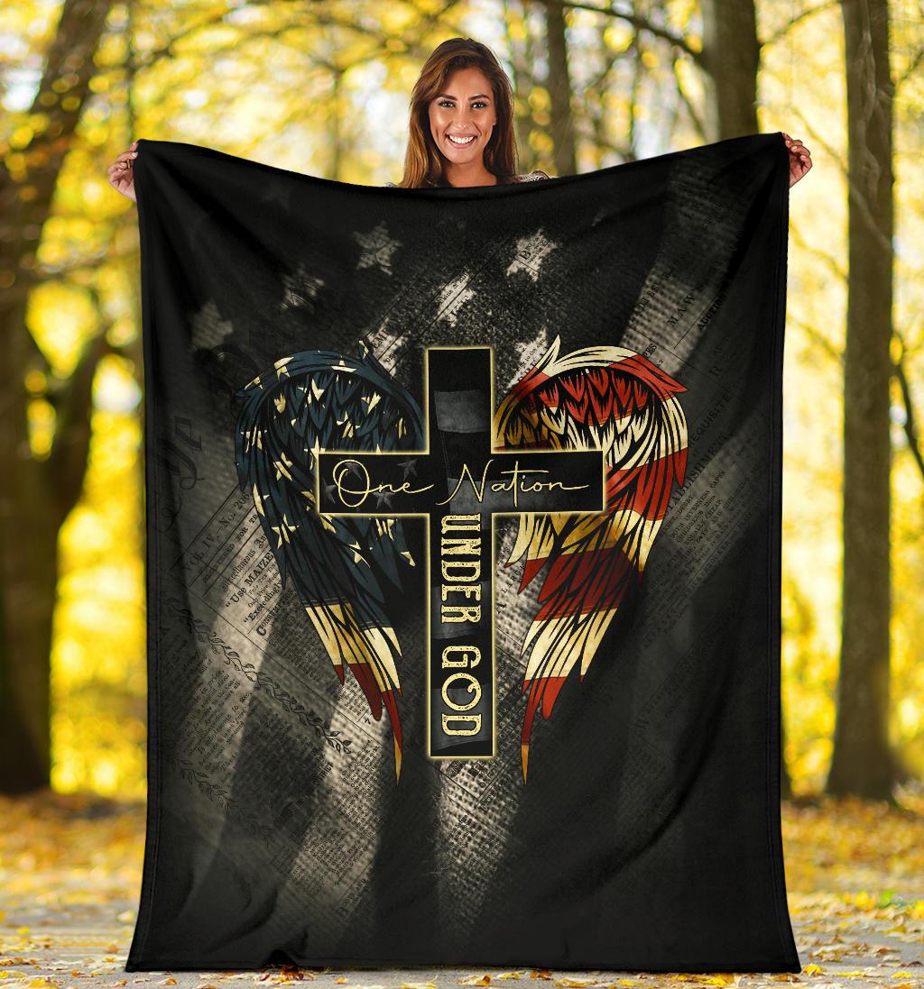 One Nation Under God - Vintage American Flag Blanket Ri0708202
