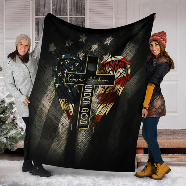 One Nation Under God - Vintage American Flag Blanket Ri0708202