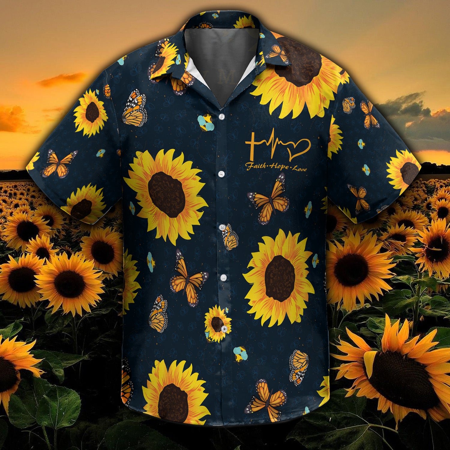 Waymaker Sunflower Butterfly&Bee Hawaii Shirt Km200720