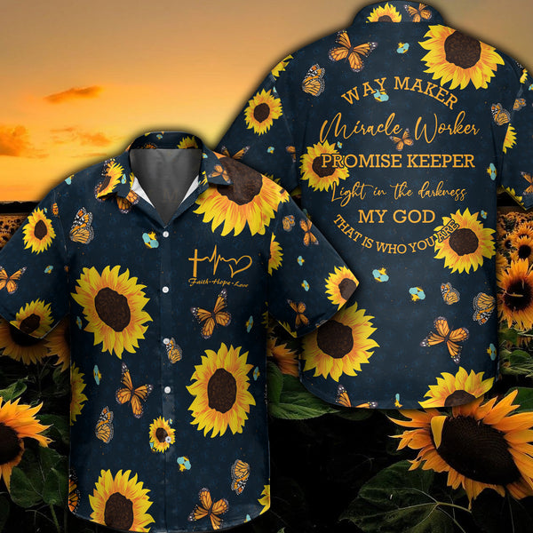 Waymaker Sunflower Butterfly&Bee Hawaii Shirt Km200720