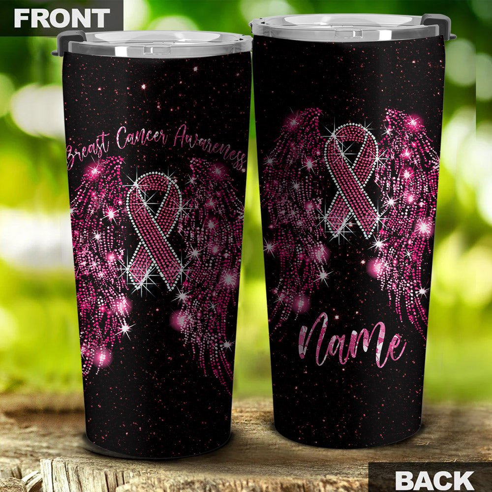 Personalized Sparkle Wings Breast Cancer Awareness Tumbler - Tltm1309214ki