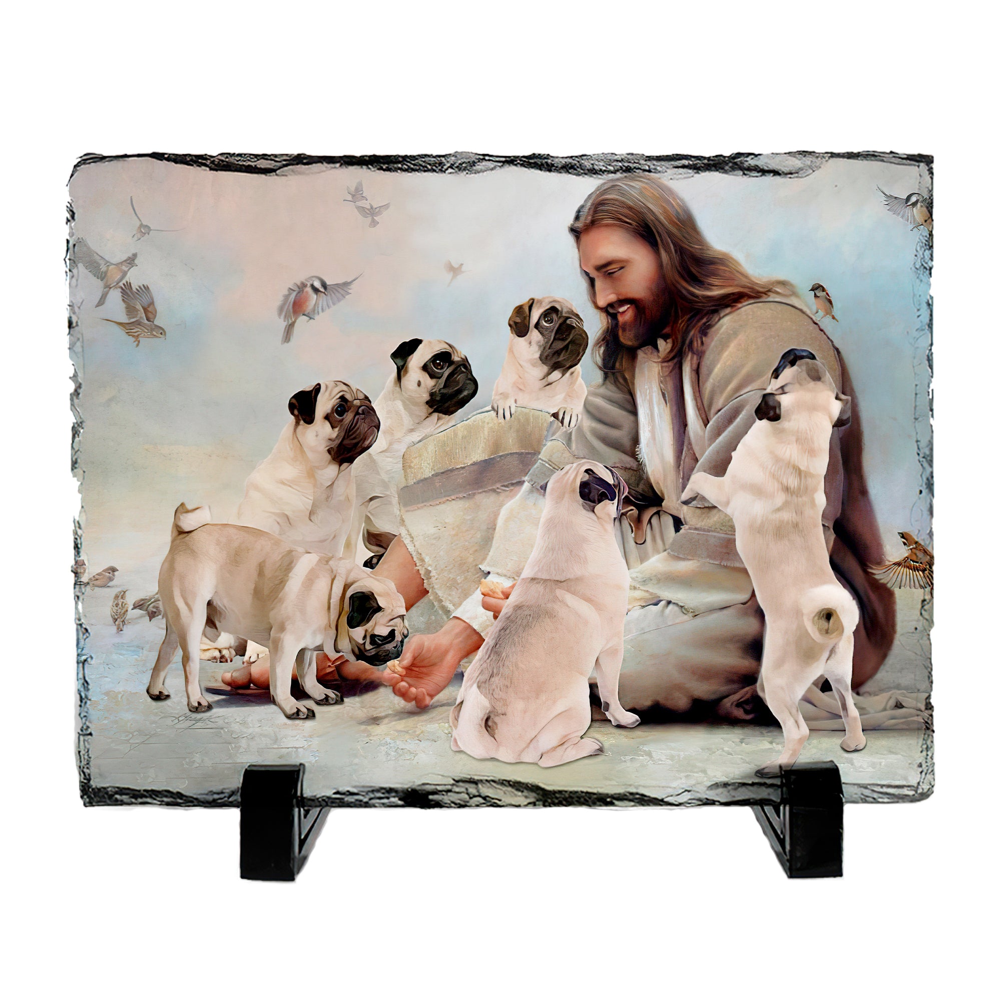 God Surrounded By Pug Angels Stone - Ri2207213KI