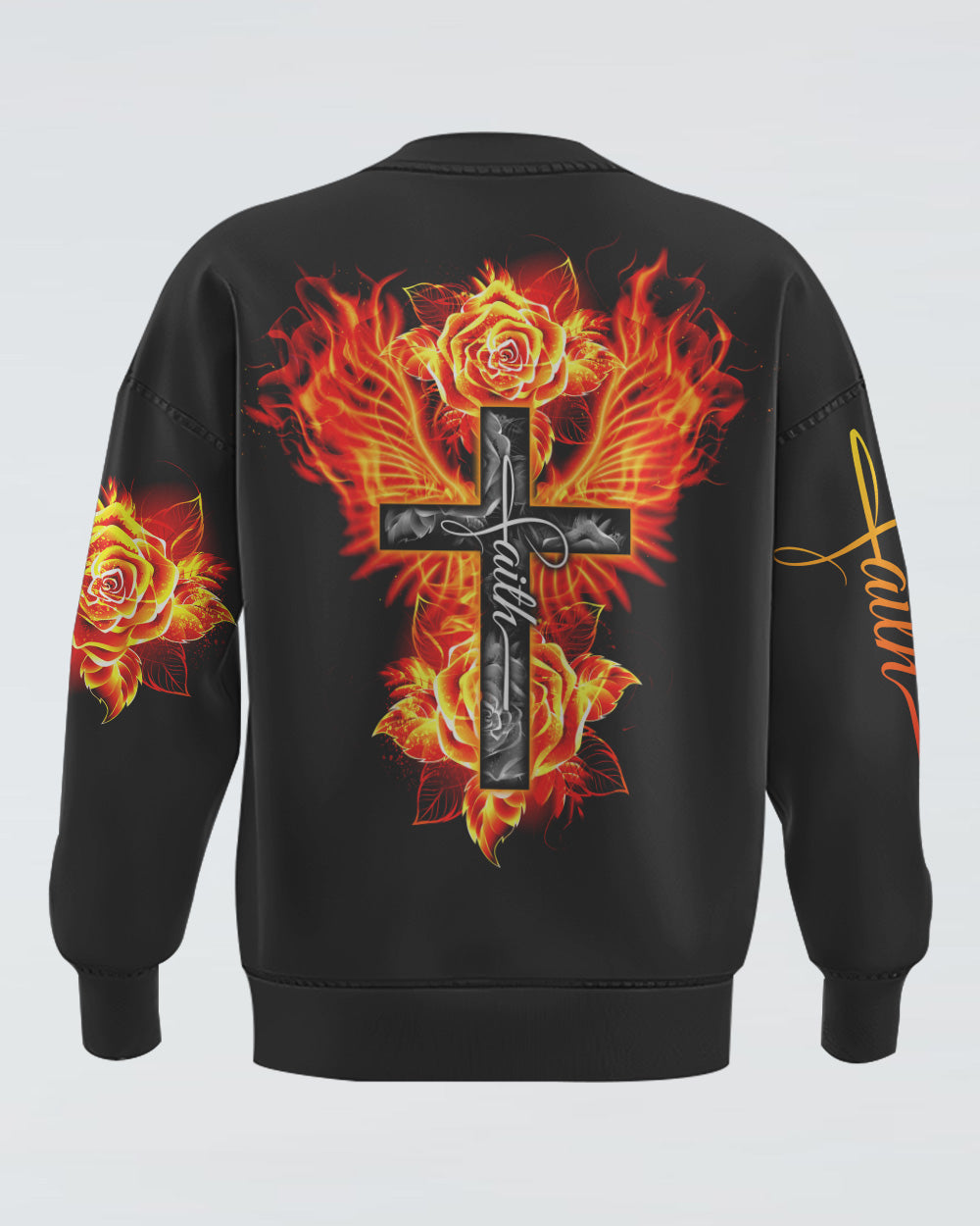 Fire Rose Wings Cross Faith Women's Christian Sweatshirt