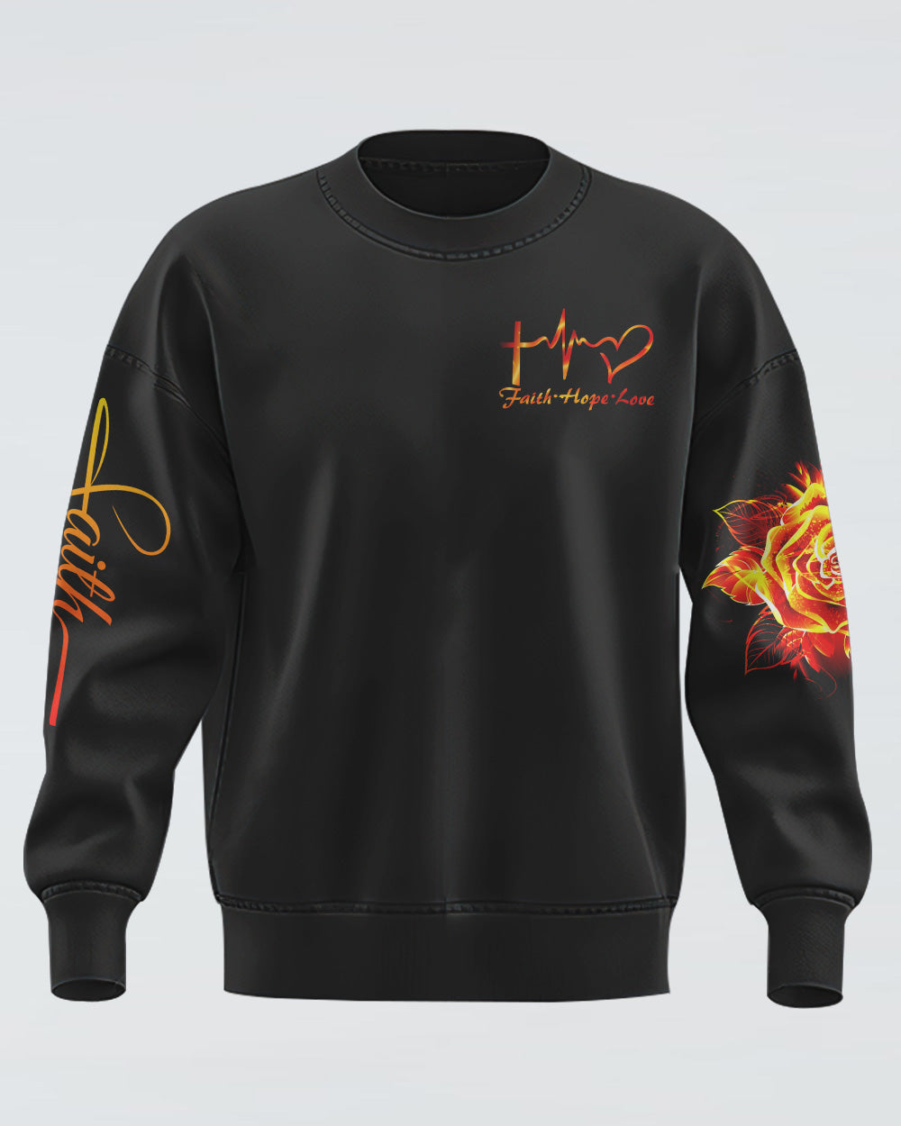 Fire Rose Wings Cross Faith Women's Christian Sweatshirt