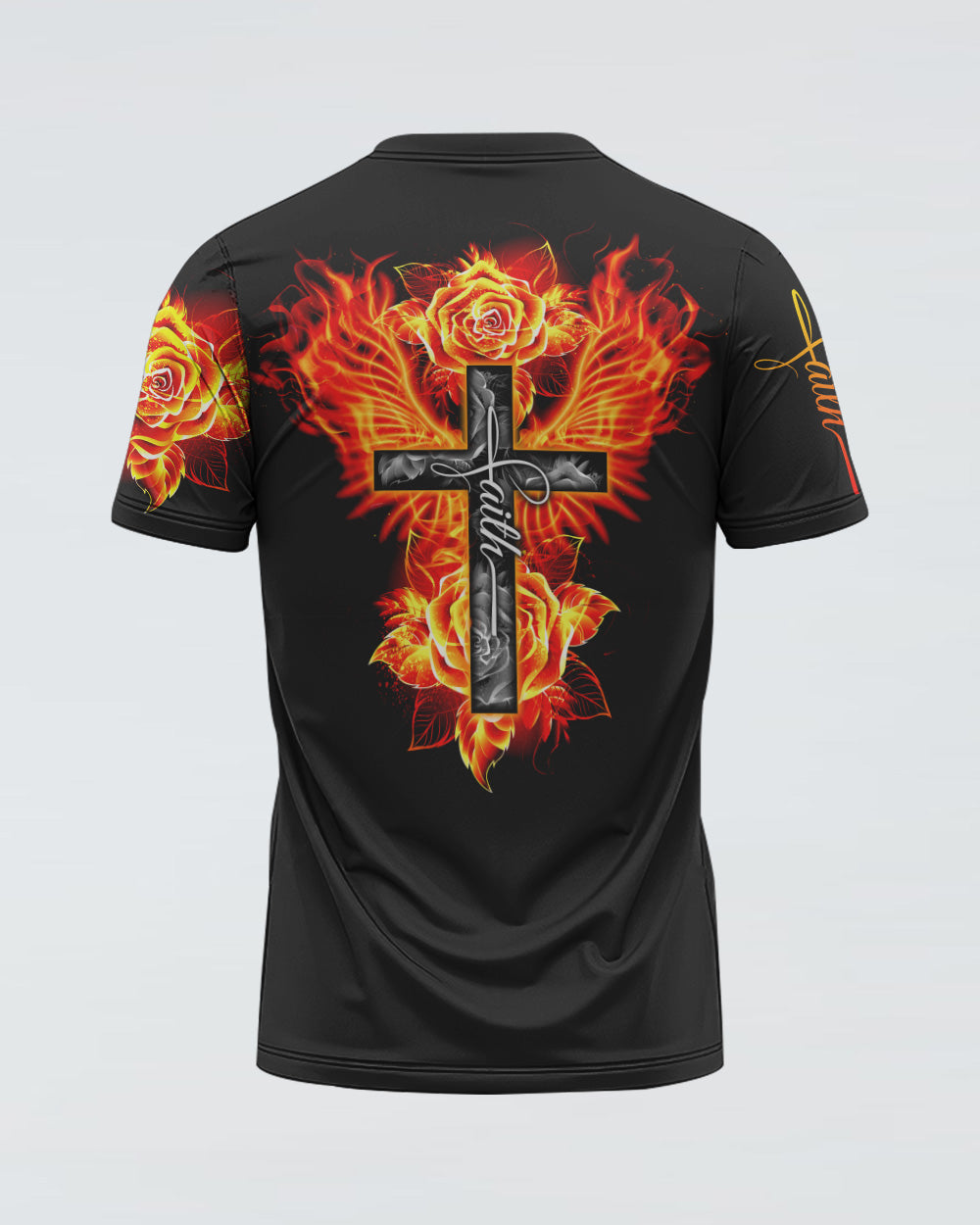 Fire Rose Wings Cross Faith Women's Christian Tshirt