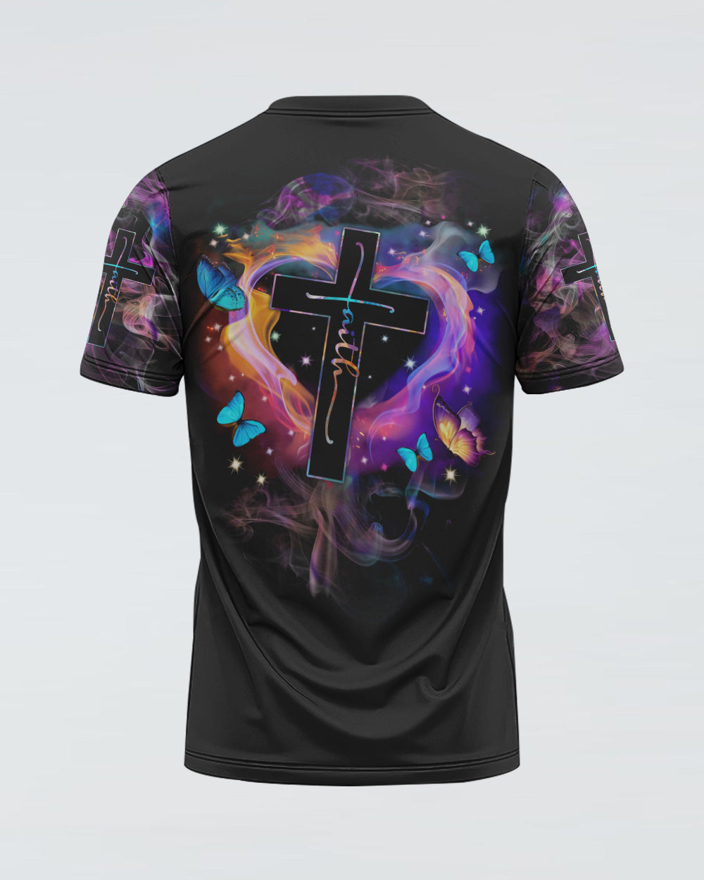 Fire Heart Cross Butterfly Women's Christian Tshirt