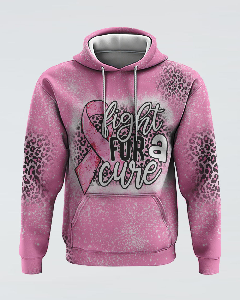Fight For A Cure Pink Leopard Beached Women's Breast Cancer Awareness Hoodie