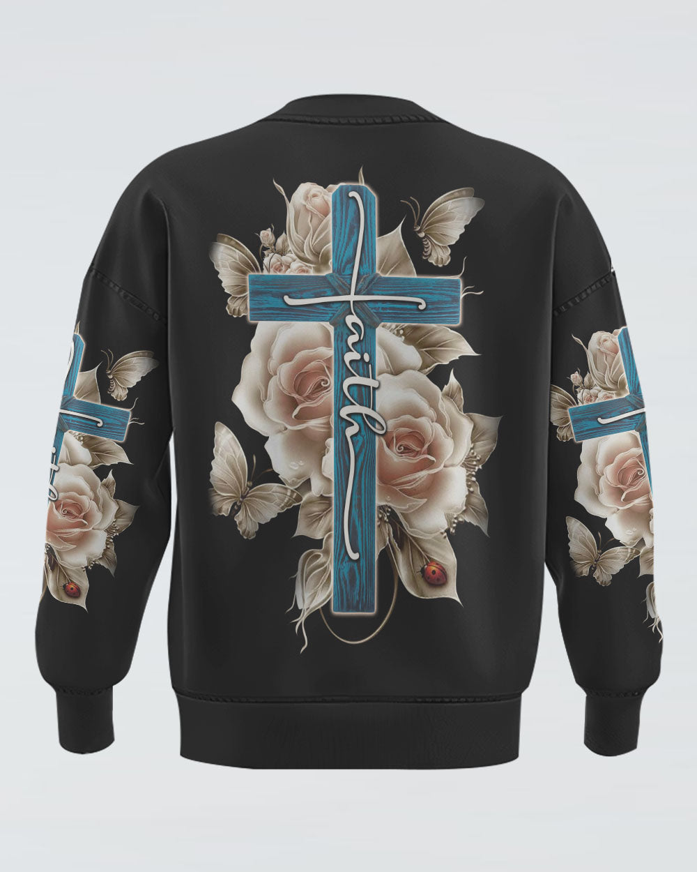 Rose Light Faith Cross Women's Christian Sweatshirt
