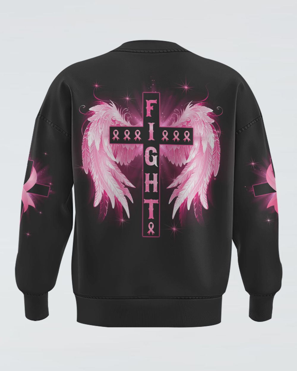Fight Cross Wings Light Women's Breast Cancer Awareness Sweatshirt