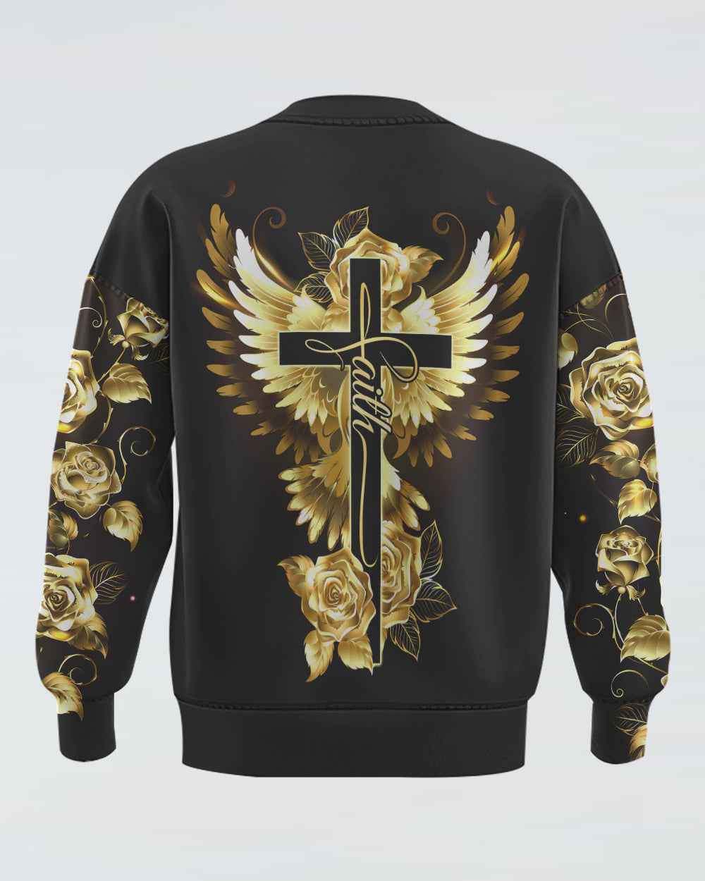 Faith Gold Rose Dove Wings Women's Christian Sweatshirt