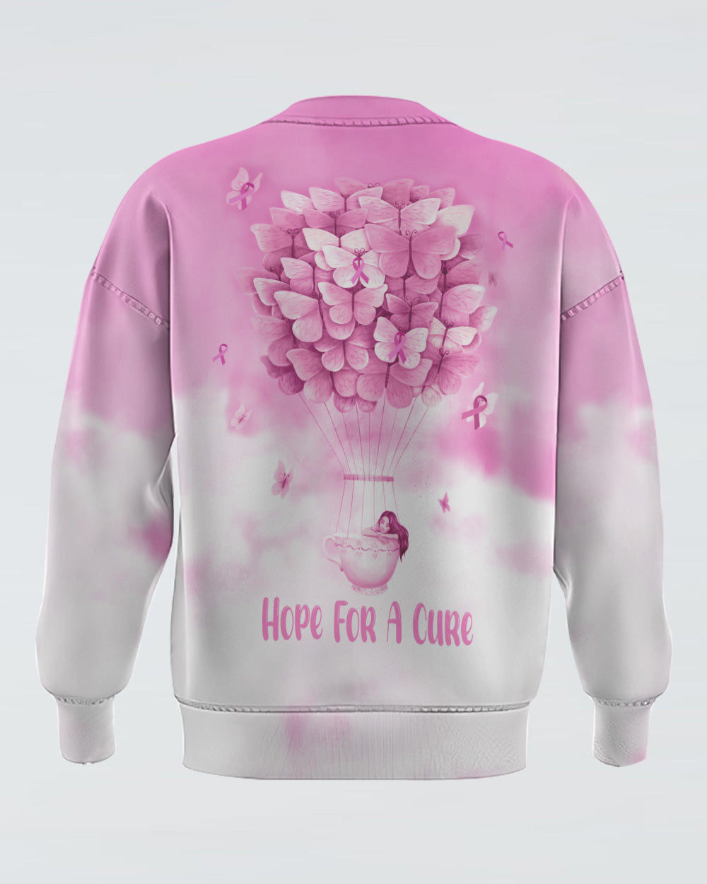 Hope For A Cure Butterfly Women's Breast Cancer Awareness Sweatshirt