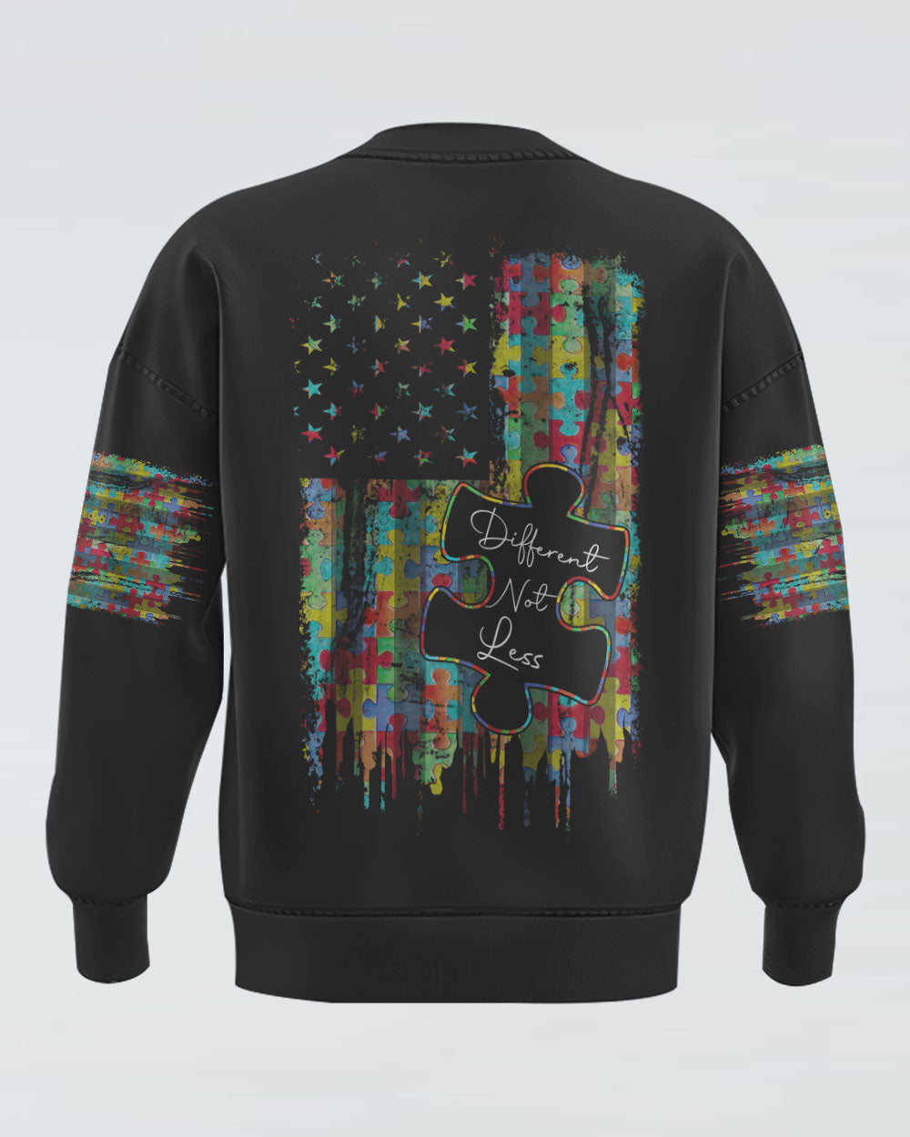 Different Not Less Flag Women's Autism Awareness Sweatshirt