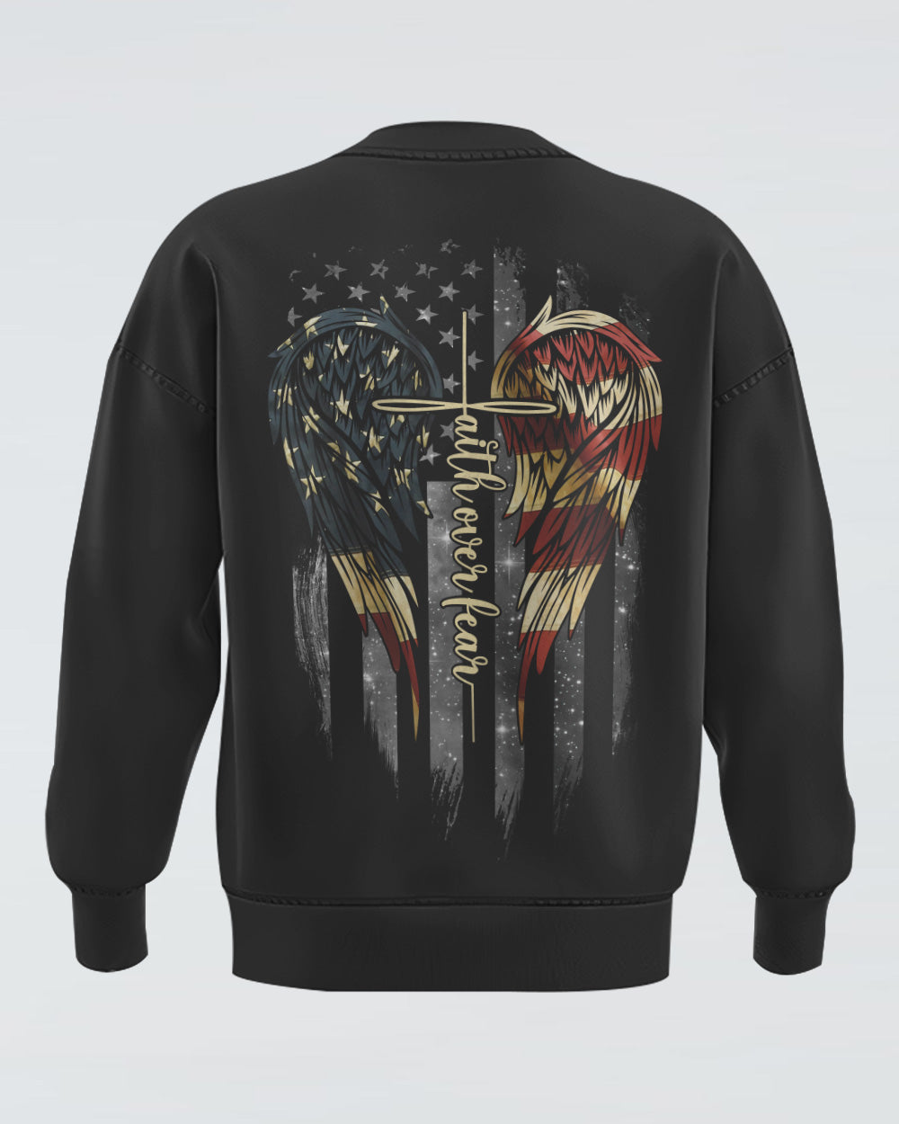 Faith Over Fear Wing American Flag New Version Women's Christian Sweatshirt