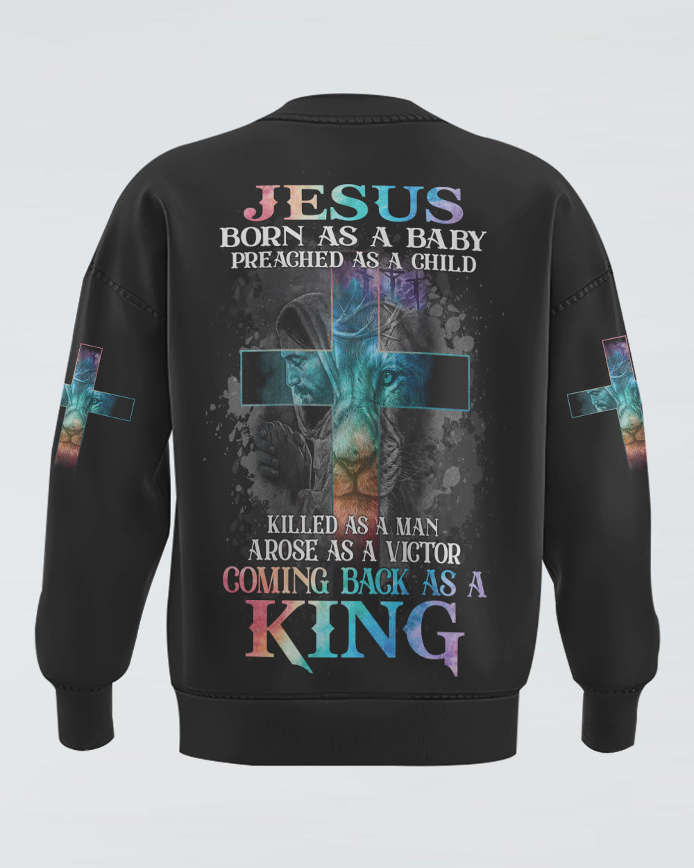 Jesus Born As A Baby Lion Cross Men's Christian Sweatshirt