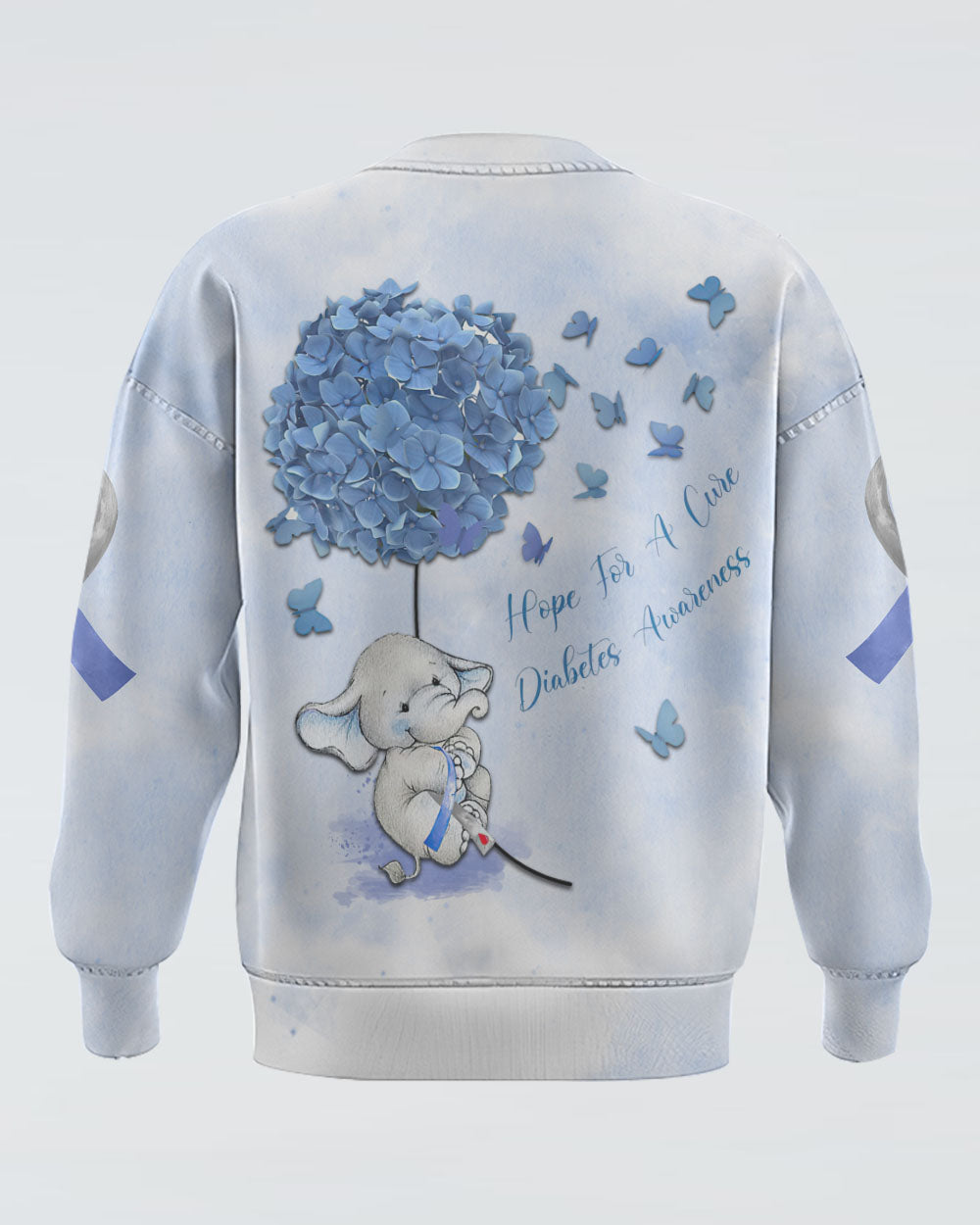 Hope For A Cure Flower Elephant Women's Diabetes Awareness Sweatshirt