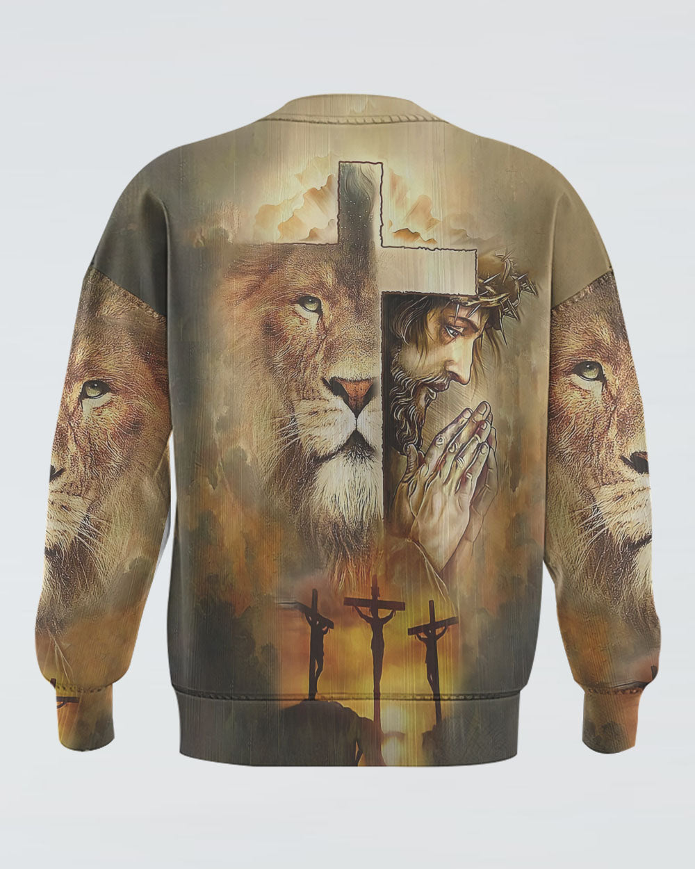 Faith Lion Jesus Cross Men's Christian Sweatshirt