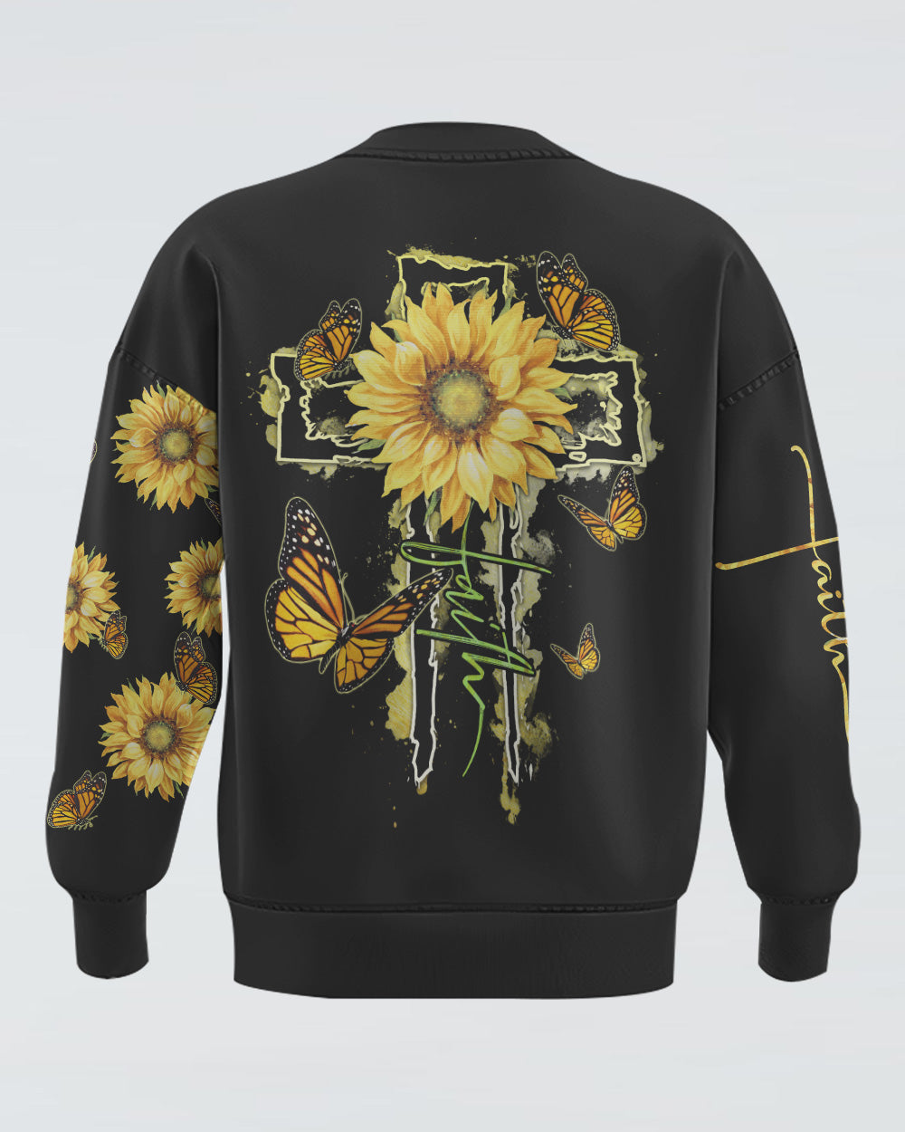 Sunflower Faith Cross Painting Women's Christian Sweatshirt