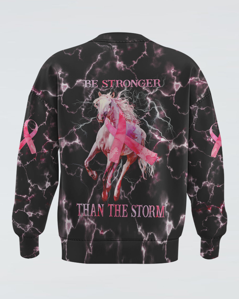 Be Stronger Than The Storm Horse Women's Breast Cancer Awareness Sweatshirt