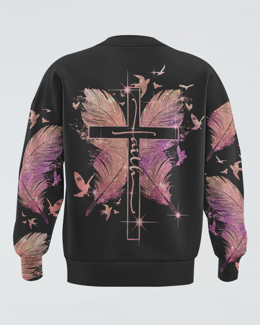 Feather Faith Cross Women's Christian Sweatshirt