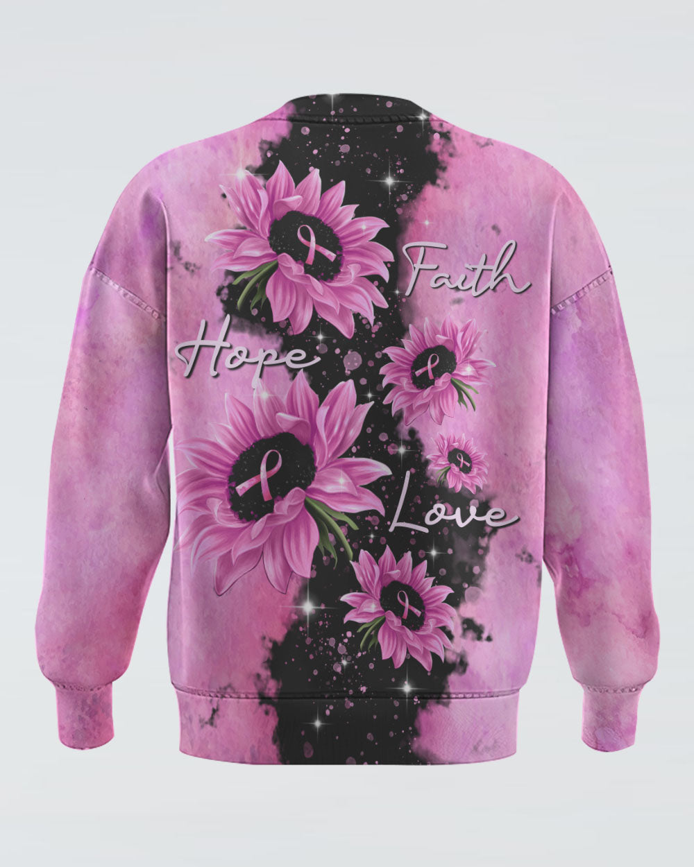 Faith Hope Love Pink Sunflower Women's Breast Cancer Awareness Sweatshirt