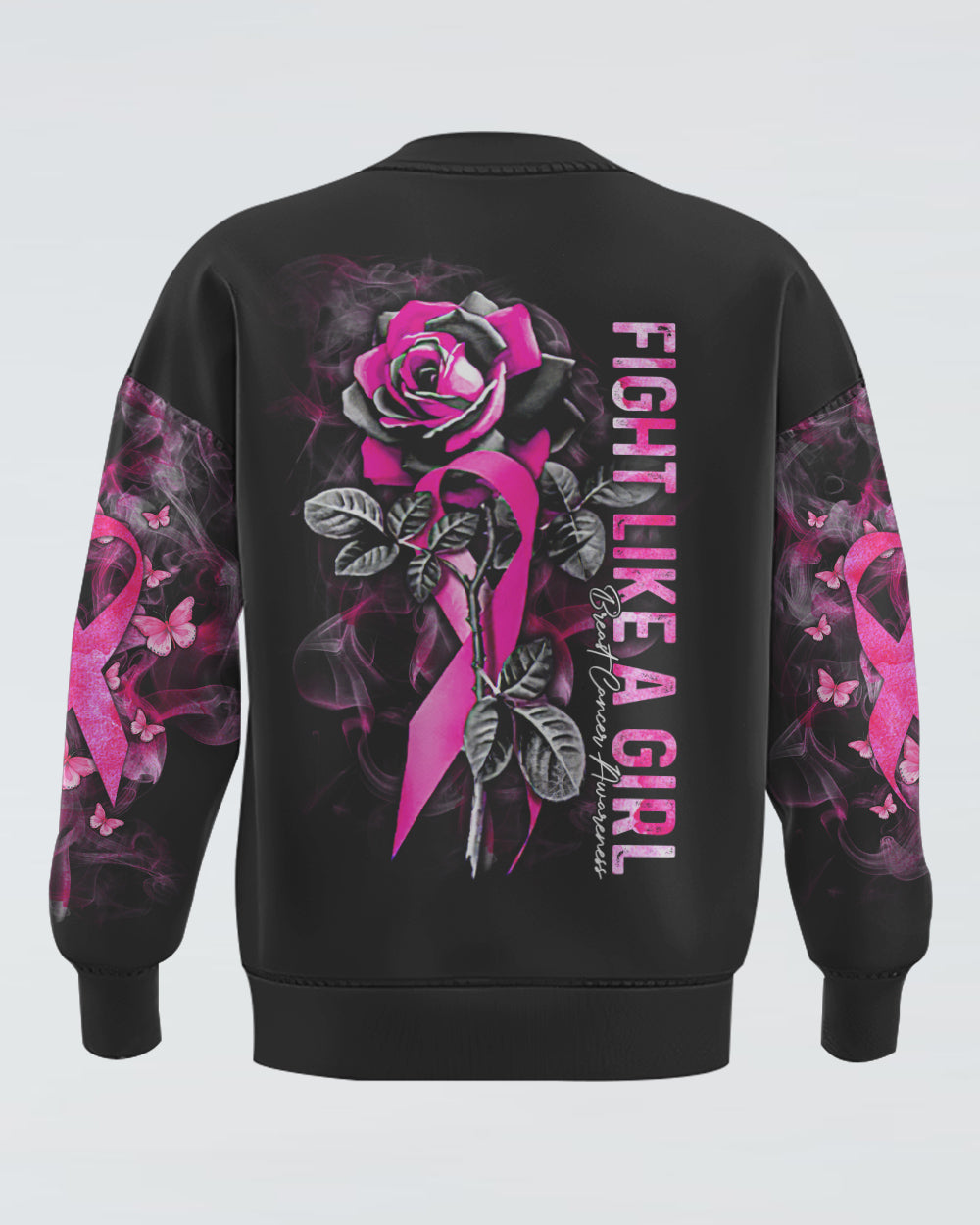 Fight Like A Girl Rose Women's Breast Cancer Awareness Sweatshirt