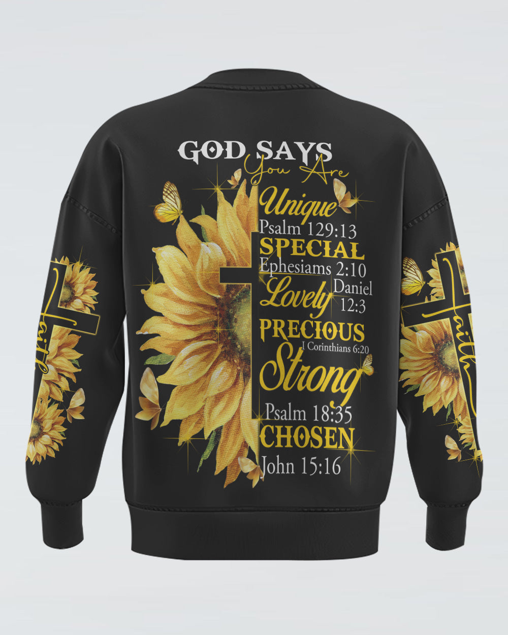 God Say You Are Sunflower Butterfly Cross Faith Women's Christian Sweatshirt