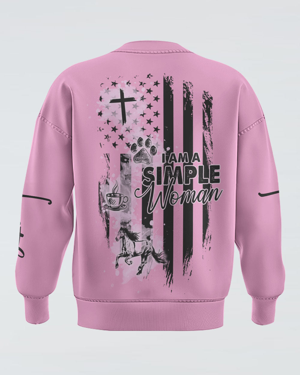 I Am A Simple Woman Pink Flag Women's Christian Sweatshirt