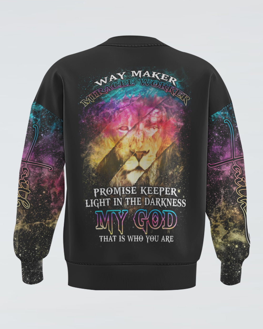 Way Maker Miracle Worker Lion Inside Art Colorful Women's Christian Sweatshirt