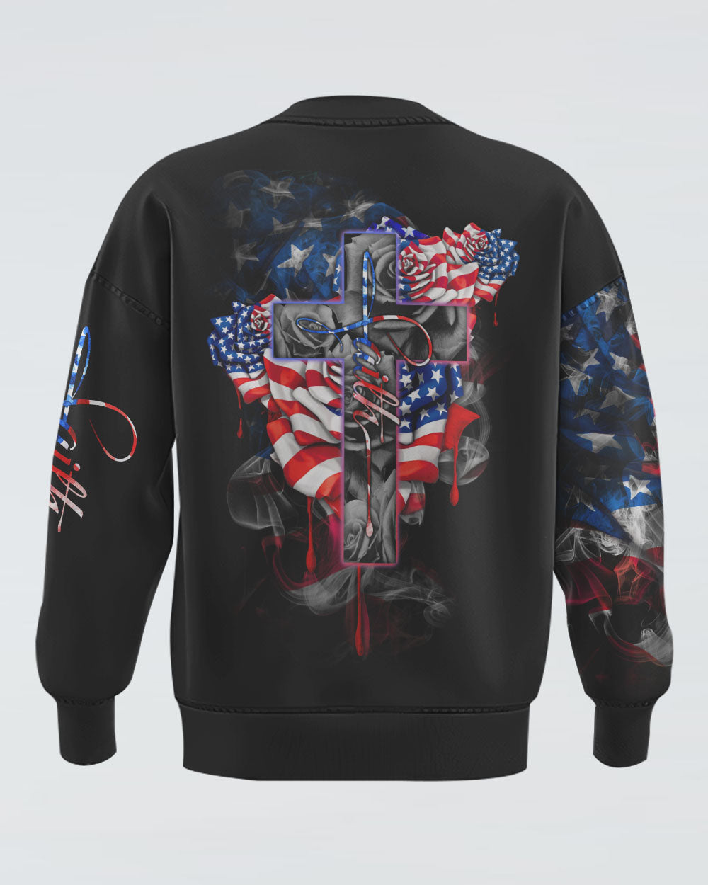 Faith Rose Independence Day Flag Women's Christian Sweatshirt