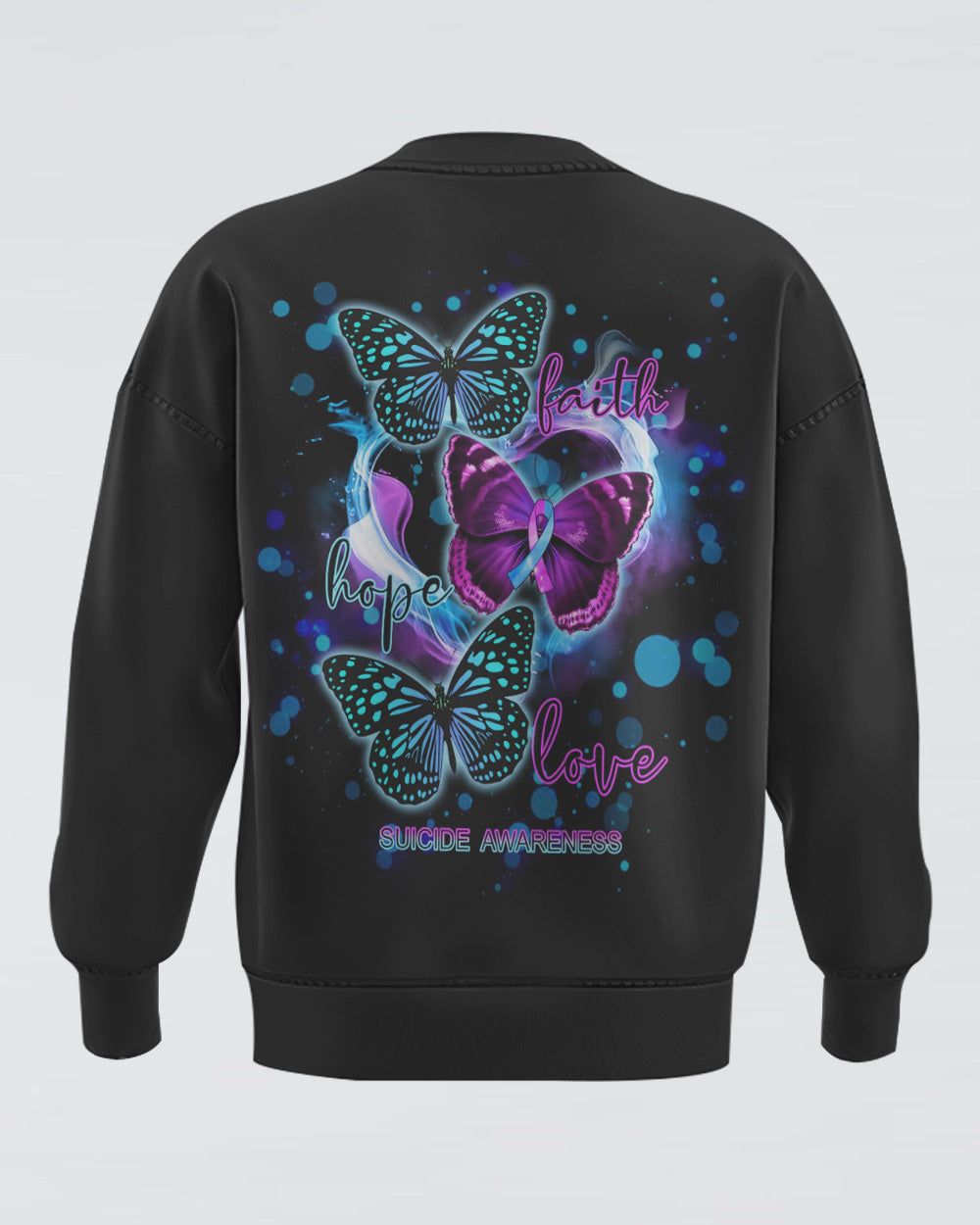 Butterfly Faith Hope Love Heart Women's Suicide Prevention Awareness Sweatshirt