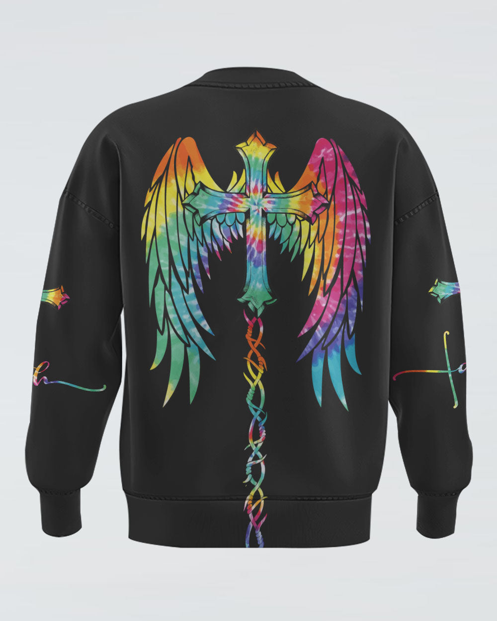 Faith Wings Cross Tie Dye Women's Christian Sweatshirt