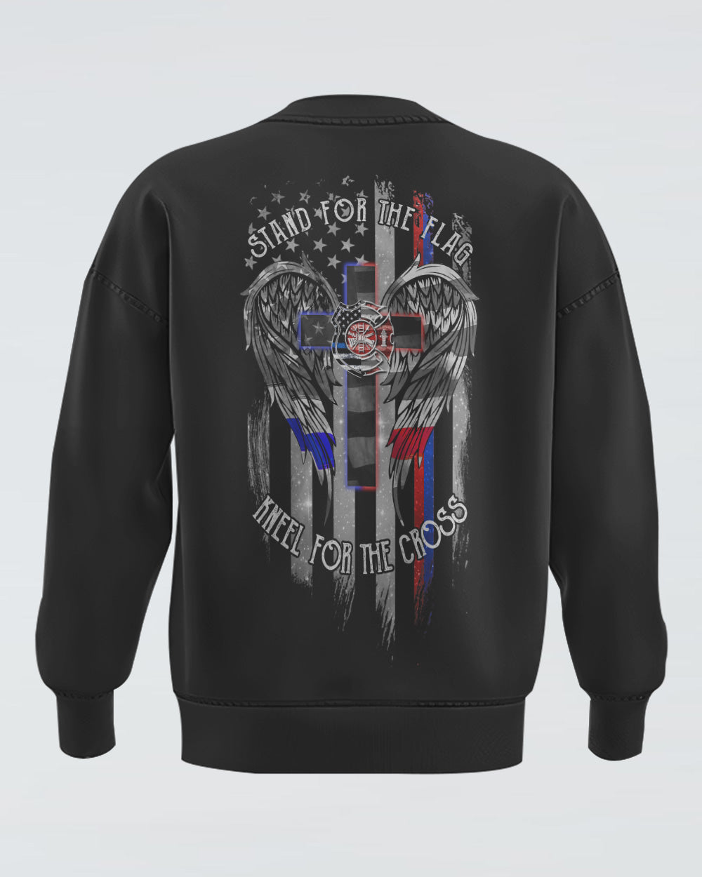 Stand For The Flag Kneel For The Cross Back The Brave Firefighter Women's Christian Sweatshirt