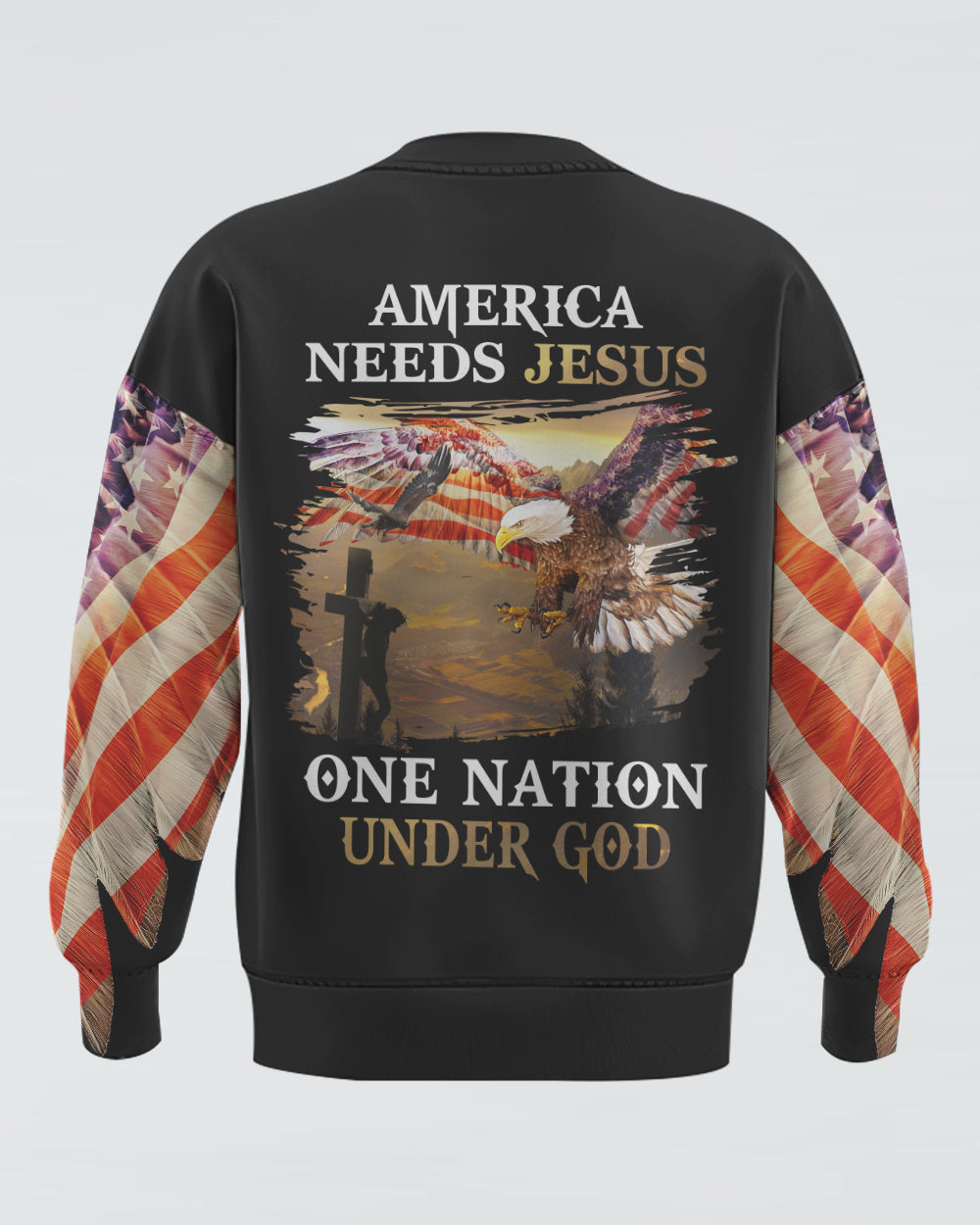 America Needs Jesus One Nation Under God Women's Christian Sweatshirt