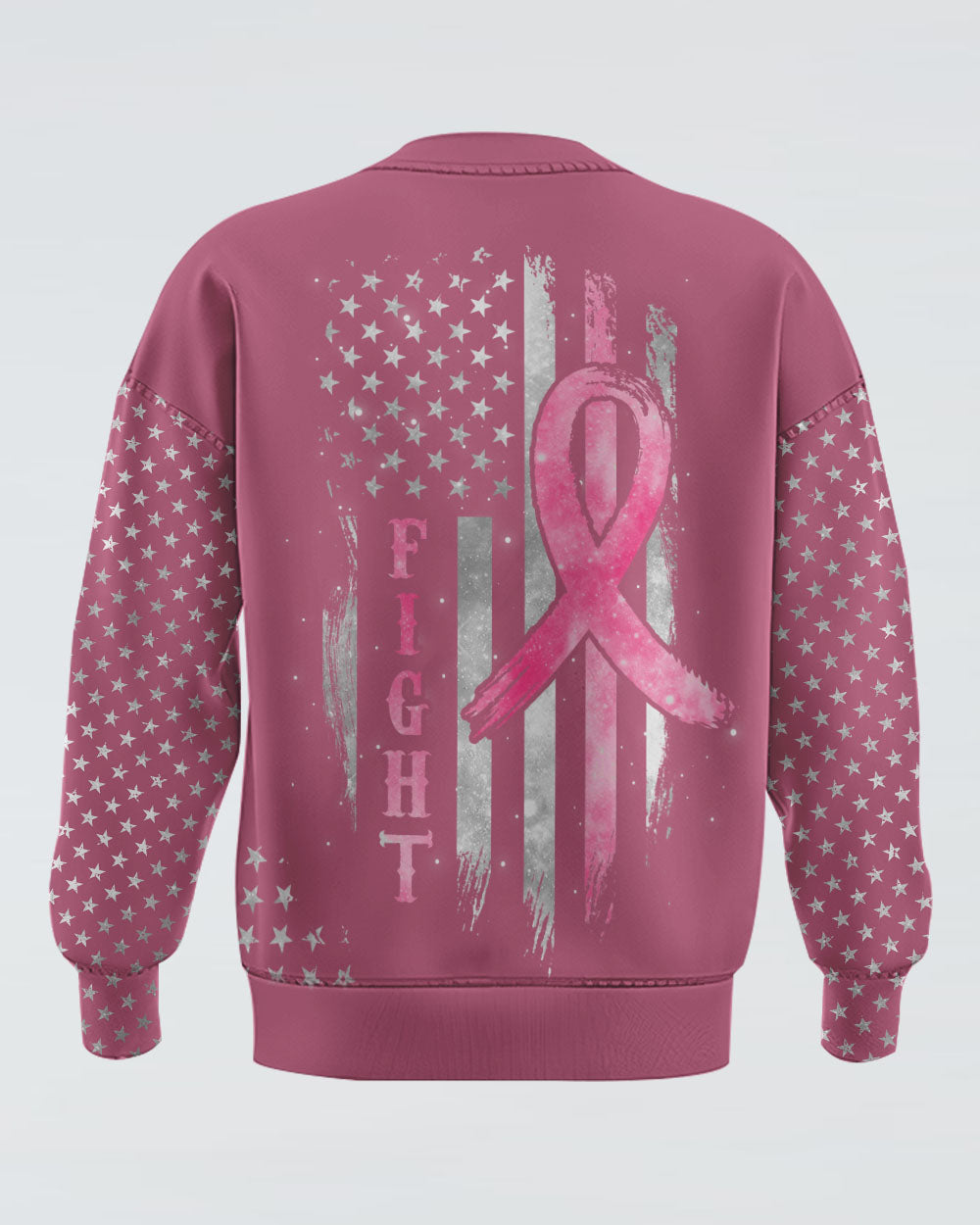 Fight Ribbon Silver Galaxy Flag Women's Breast Cancer Awareness Sweatshirt