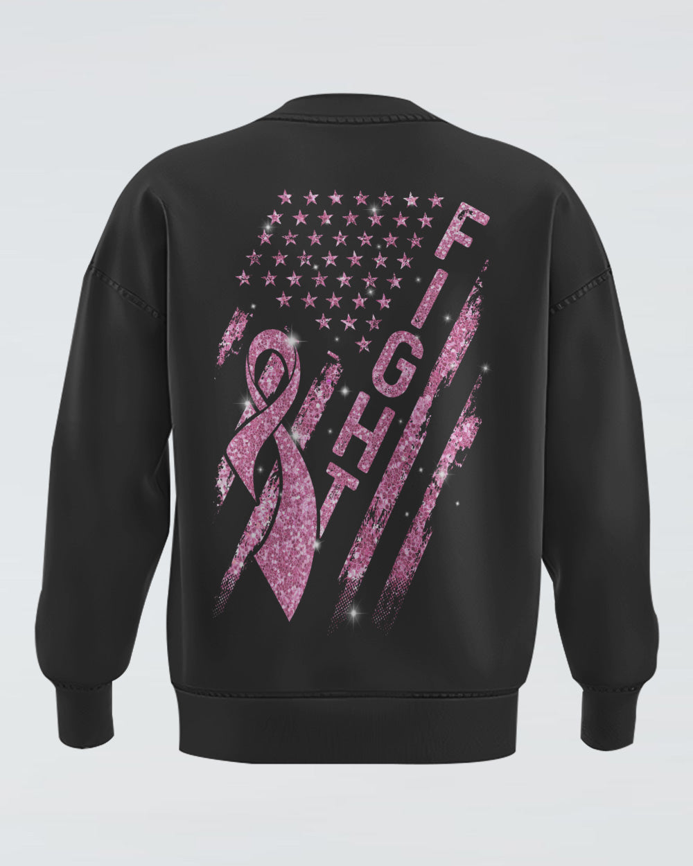 Glitter Fight Ribbon Flag Women's Breast Cancer Awareness Sweatshirt